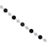 0.41ct Diamond & 3.61ct Onyx 14k White Gold Bracelet